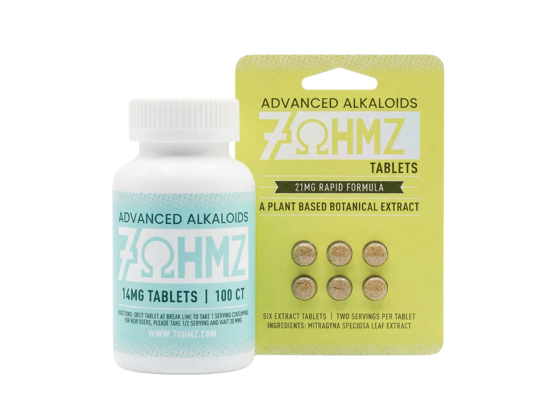 7OHMZ 14mg Original Formula 100 Count Bottle and 21mg Rapid Formula Tablet Pack